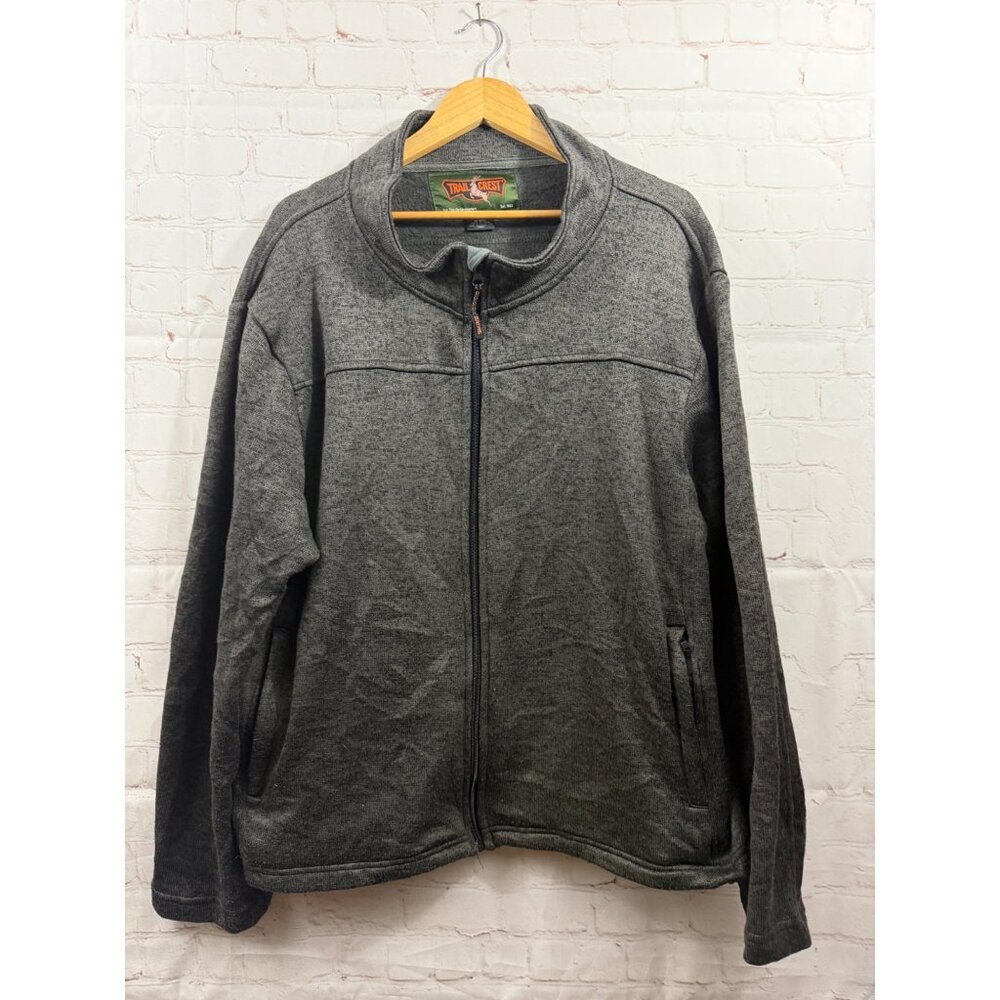 Trail Crest Sweater Jacket Mens Size 2XL Heather Gray Mock Neck Full Zip